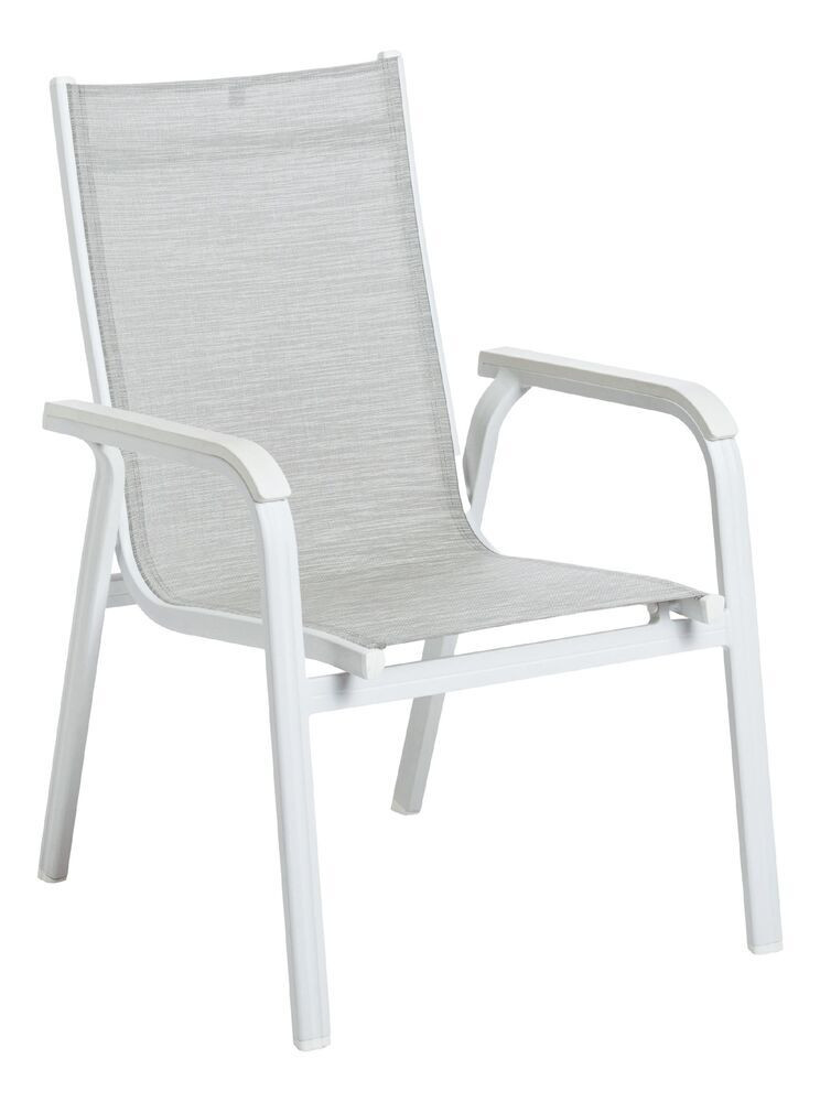 KETTLER BASIC PLUS stohovatelné, hliníkové křeslo - bílá/světle šedá