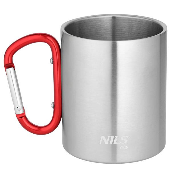 Kempingový hrnek NILS Camp NC17110 s karabinou 300ml červený
