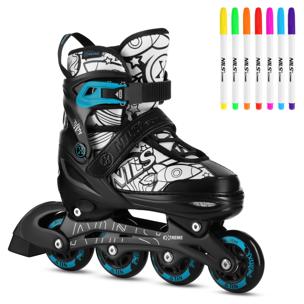 NH10907 TINTY ZELENÉ VEL.M(35-38) KOLEČKOVÉ BRUSLE 4V1 NILS EXTREME