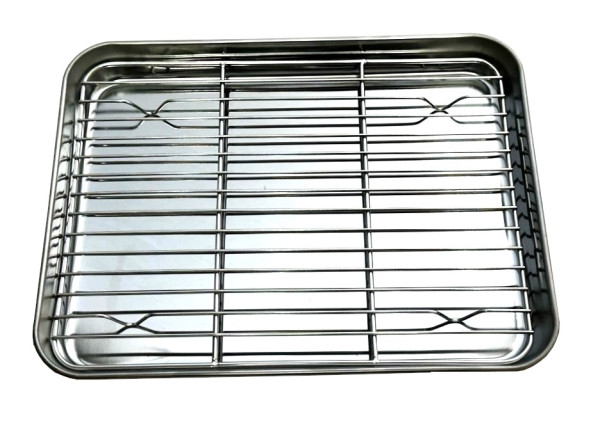 Nerezový plech na pečení s mřížkou 26x20x2,5cm vel. S UG Grill