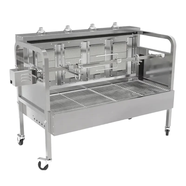 Plynový rožňový gril nerez – rotisserie na sele, kýtu i kuřata (do 25 kg)