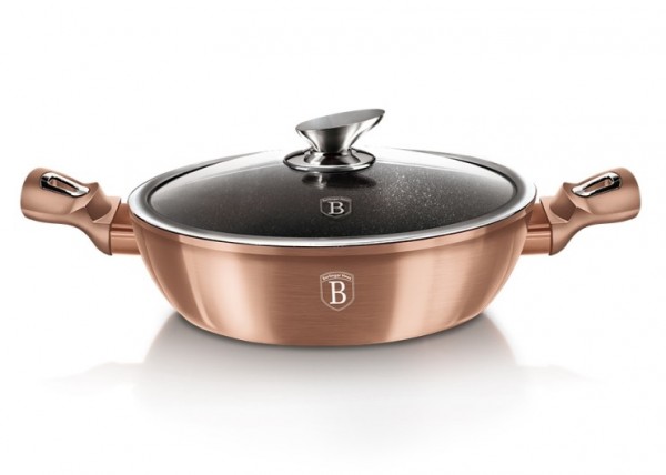 BERLINGERHAUS Pekáč kulatý s mramorovým povrchem a poklicí  28 cm Rosegold Metallic Line BH-1519
