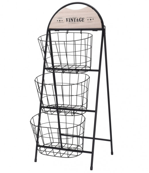 Regál s košíky třípatrový HOMESTYLING 73 cm