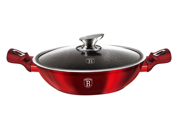 BERLINGERHAUS Pánev Wok s poklicí 30 cm Burgundy Metallic Line BH-7110
