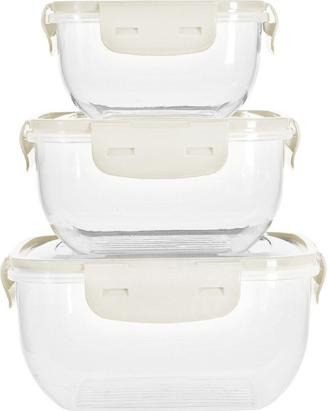 EXCELLENT HOUSEWARE Dóza na potraviny 3 ks béžová KO-024001550bezo