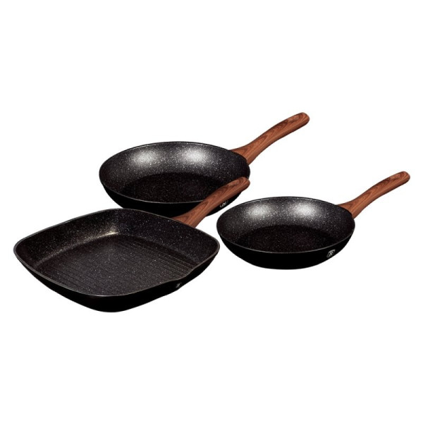 BERLINGERHAUS Sada pánví s mramorovým povrchem 3 ks Ebony Line Rosewood BH-7101