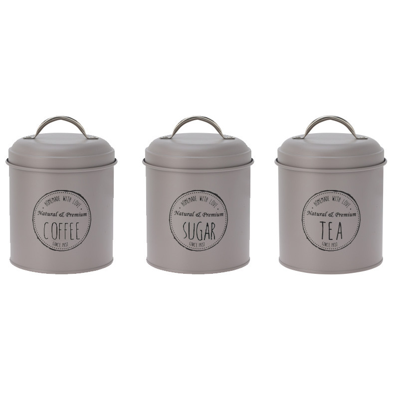 EXCELLENT HOUSEWARE Dóza na potraviny kávu, čaj a cukr sada 3 ks šedá KO-C80653730seda