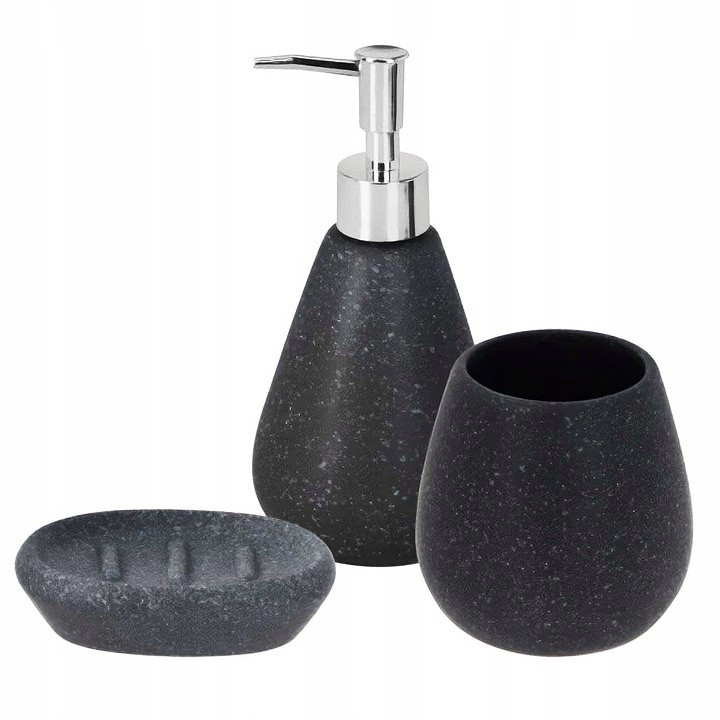 EXCELLENT HOUSEWARE Koupelnové doplňky set 3 ks mramor černá KO-795420720cern