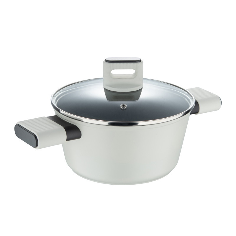 BERGNER Kastrol s poklicí s nepřilnavým povrchem LINES 20 cm šedobílá BG-56091-GY