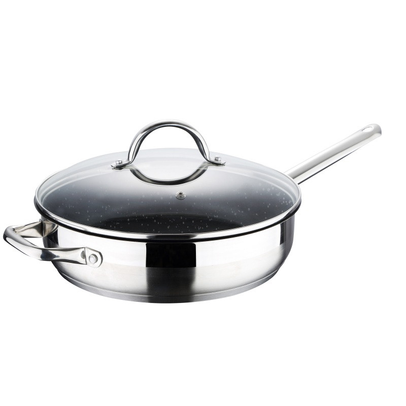 BERGNER Pánev s mramorovým povrchem a poklicí GOURMET 24 cm nerez BG-9846-MM