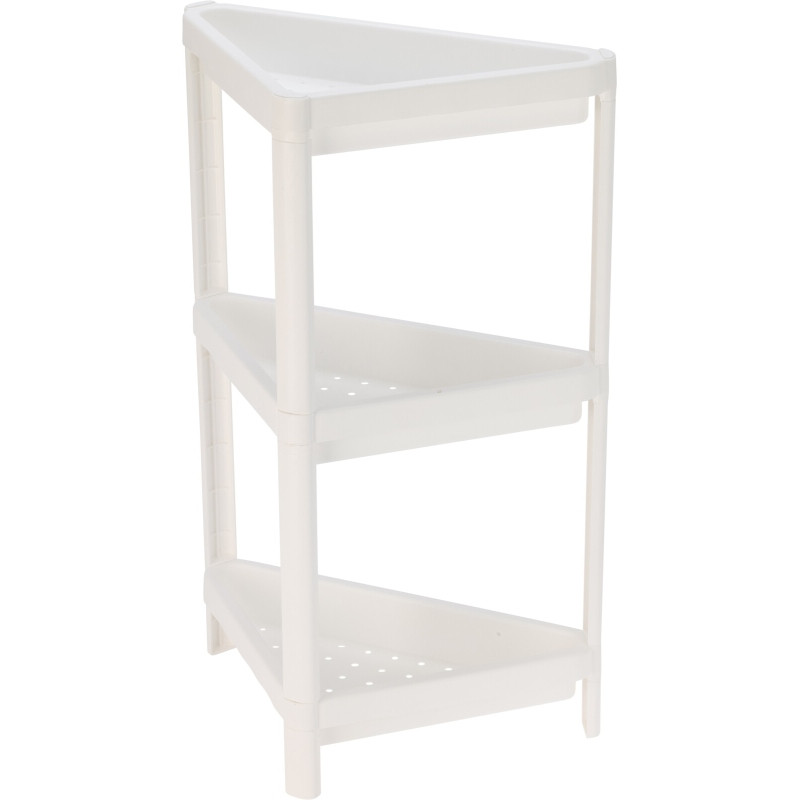 HOMESTYLING Plastový regál 3patrový rohový 71 cm bílá KO-009000030