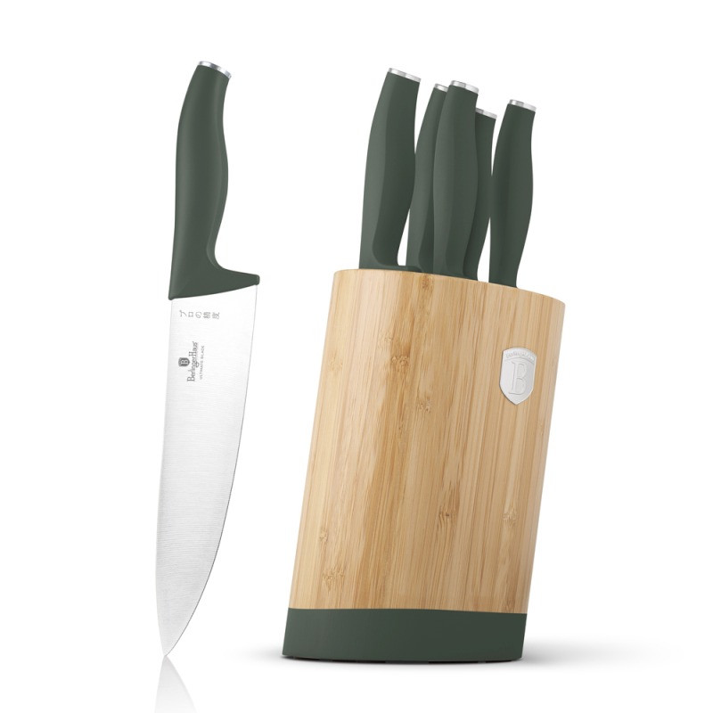 BERLINGERHAUS Sada nožů se stojanem BAMBOO 6 ks Matte Green Collection BH-2757