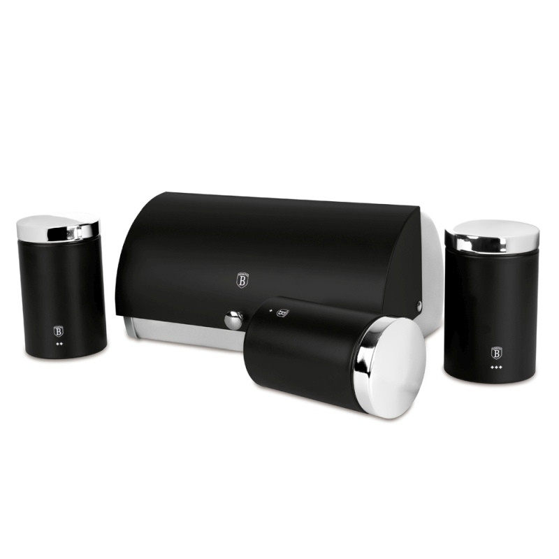 BERLINGERHAUS Chlebník a sada dóz na potraviny 4 ks Matte Black Collection BH-6733