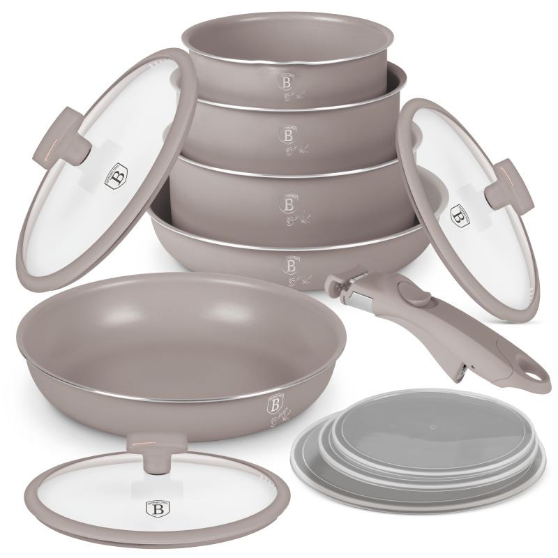 BERLINGERHAUS Sada nádobí s titanovým povrchem 12 ks Taupe Collection BH-8251