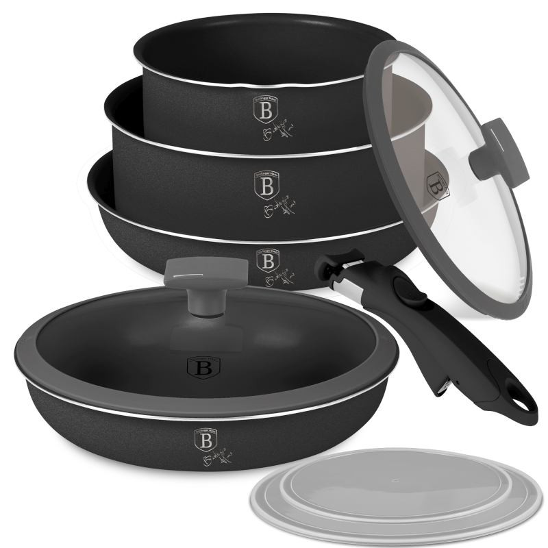 BERLINGERHAUS Sada nádobí s titanovým povrchem 9 ks Antracit Collection BH-8256