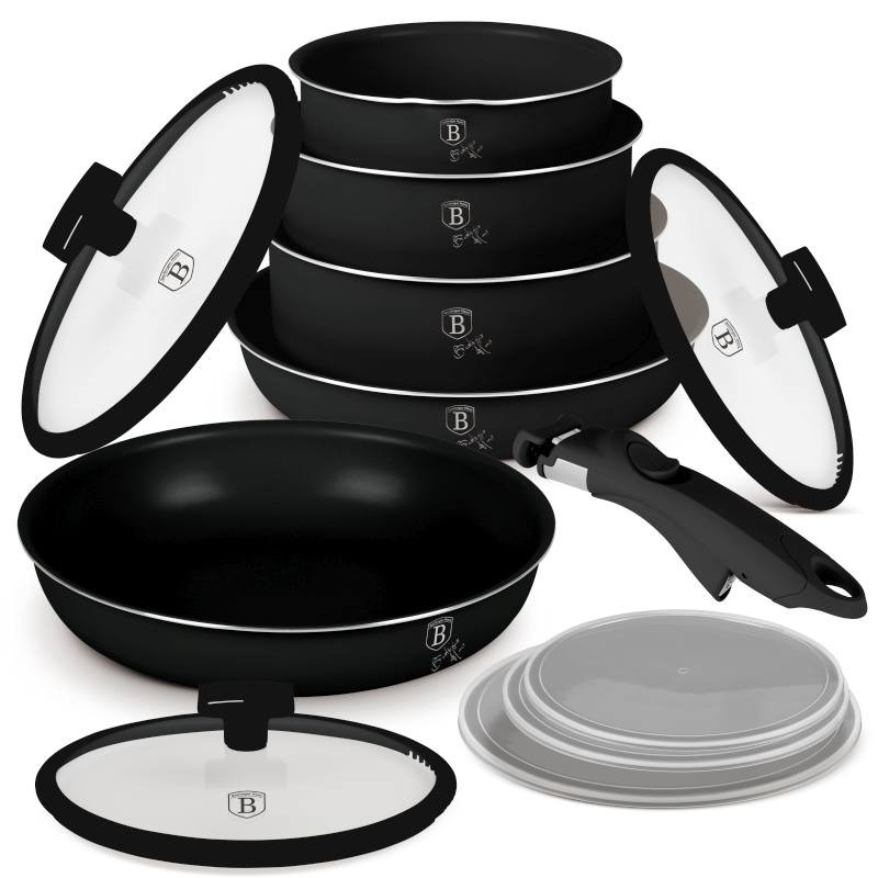 BERLINGERHAUS Sada nádobí s titanovým povrchem 12 ks Matte Black Collection BH-8248