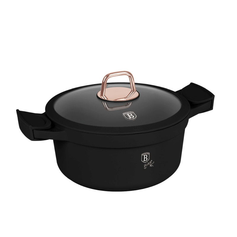 BERLINGERHAUS Kastrol s titanovým povrchem a poklicí 24 cm Black Rose Collection BH-1457