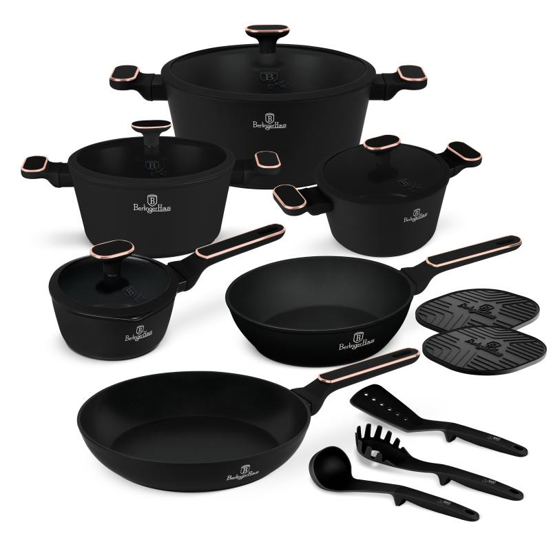 BERLINGERHAUS Sada nádobí s titanovým povrchem 15 ks Black Rose Collection BH-8363