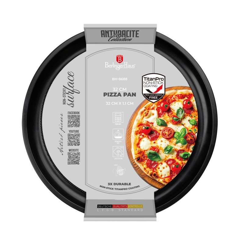 BERLINGERHAUS Pánev na pizzu s titanovým povrchem 32cm Anthracite Collection BH-8688