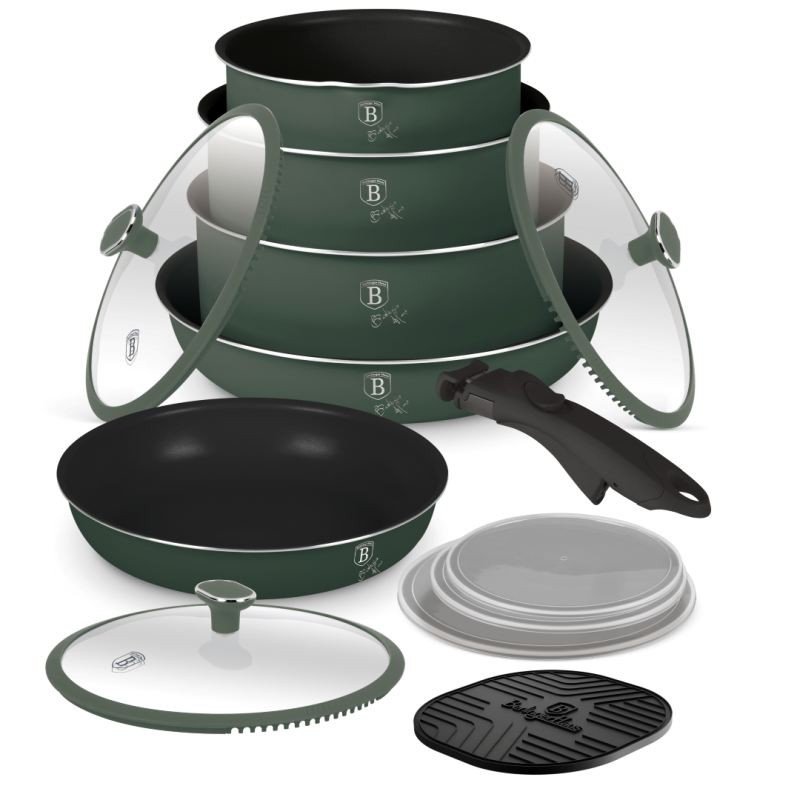 BERLINGERHAUS Sada nádobí s titanovým povrchem 13 ks Matte Green Collection BH-8423