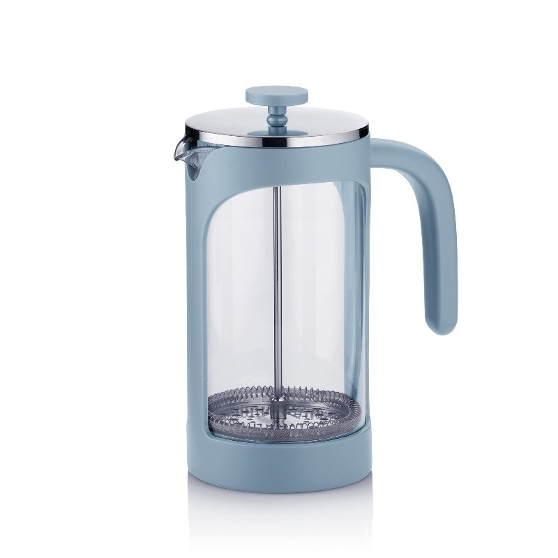 KELA Konvice na čaj a kávu frenchpress kouřově modrá 1l KL-10988
