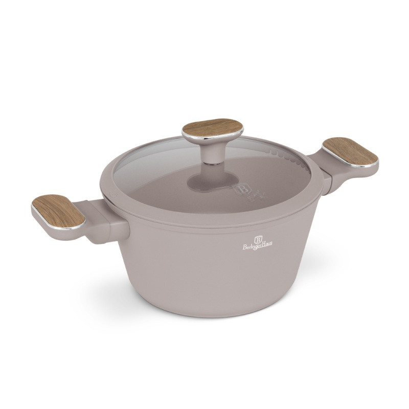 BERLINGERHAUS Kastrol s titanovým povrchem a poklicí 20 cm Taupe Nordic Collection BH-8338