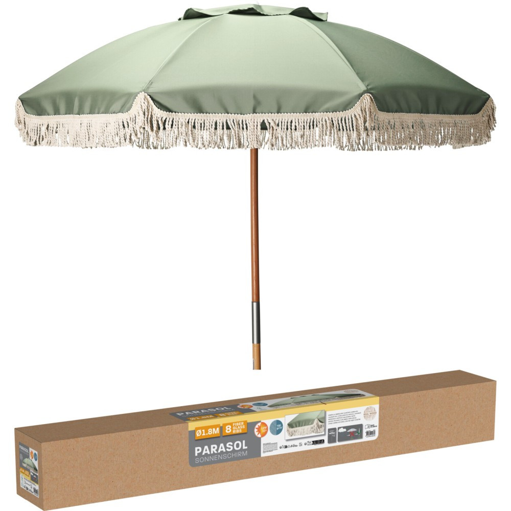 PROGARDEN Dřevěný slunečník 180 cm zelená KO-FE5000160