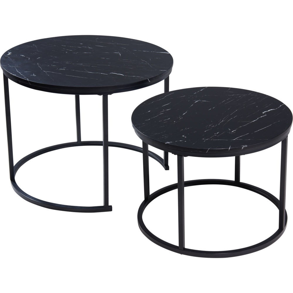 H & S COLLECTION Odkládací stolek kulatý sada 2 ks 60 / 50 cm černá KO-MB9000010