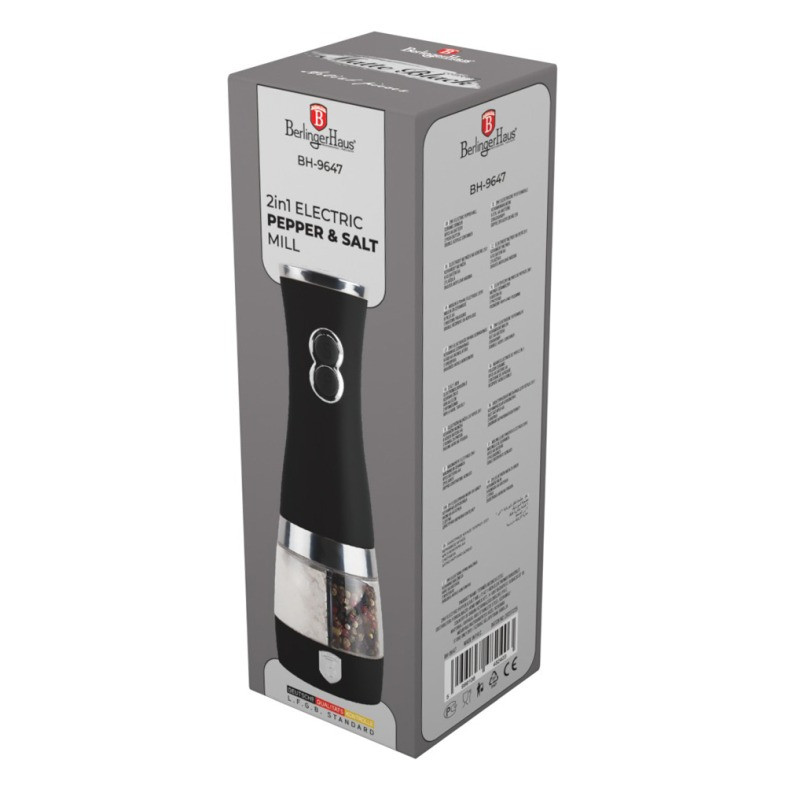BERLINGERHAUS Elektrický mlýnek na pepř a sůl 2 v 1 Matte Black Collection BH-9647