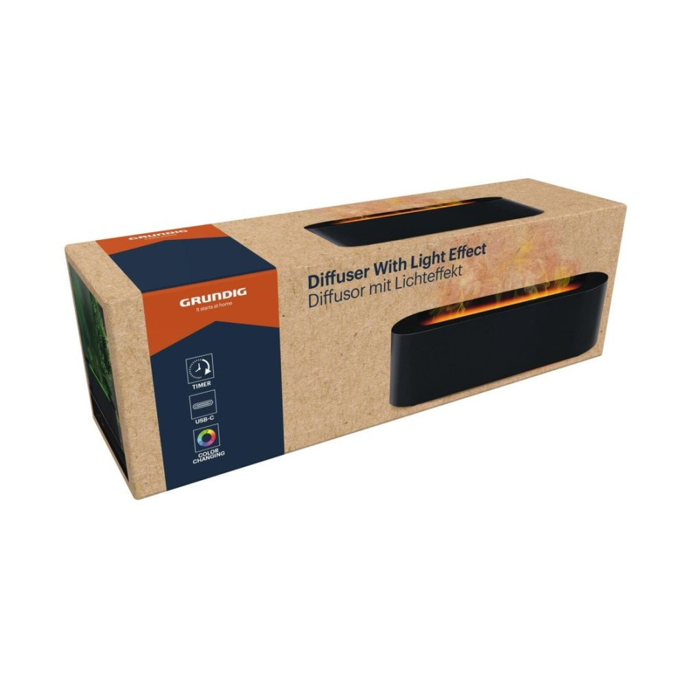 GRUNDIG Aroma difuzér a zvlhčovač ultrazvukový s efektem plamene 25,6x7x7,5cm černý ED-242391cern