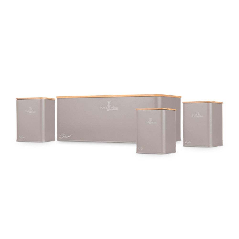 BERLINGERHAUS Chlebník a sada dóz na potraviny 4 ks Taupe Collection BH-8902