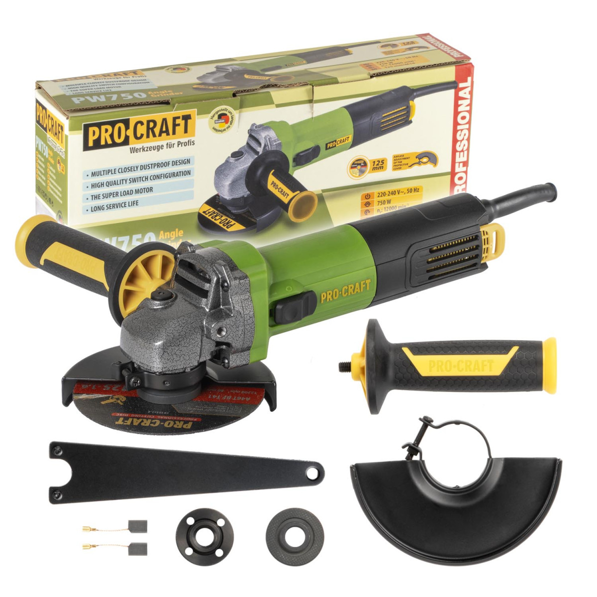 Procraft PW750 Úhlová bruska  , 125mm