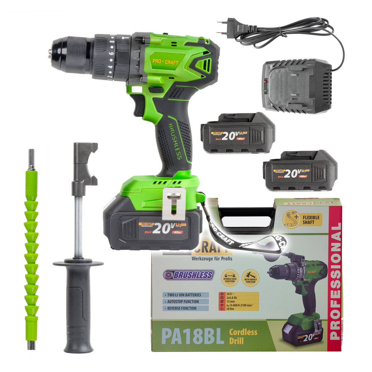 Procraft PA18BL aku vrtací šroubovák s příklepem