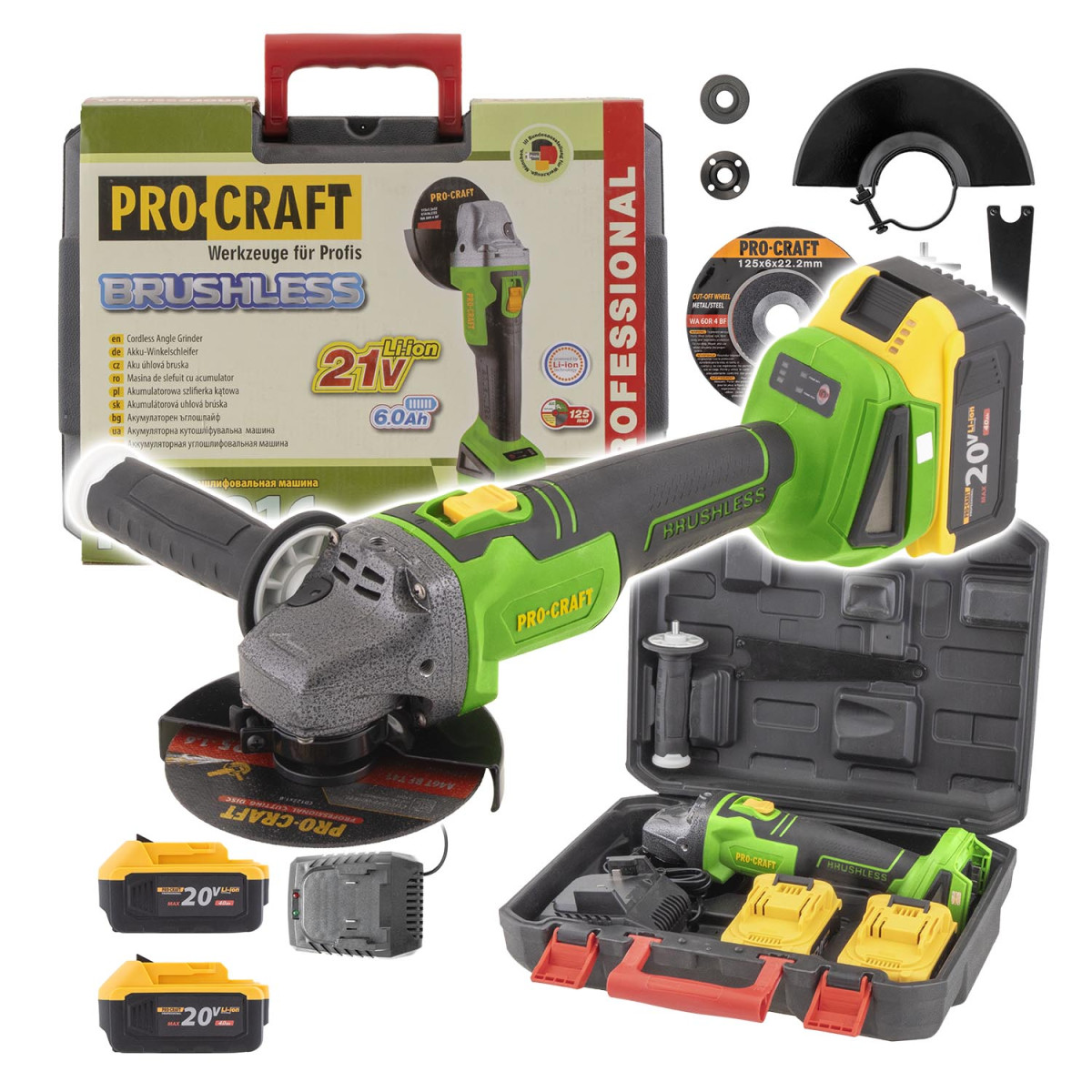 Procraft PWA216 aku úhlová bruska  , 125mm
