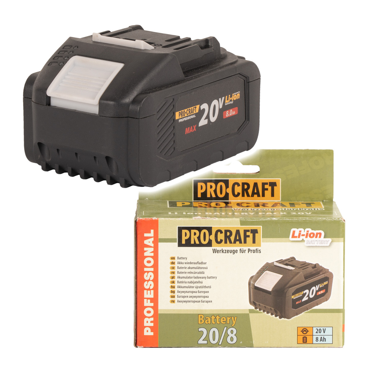 Procraft 20/8 baterie akumulátorová 20V Li-ion, 8000mAh