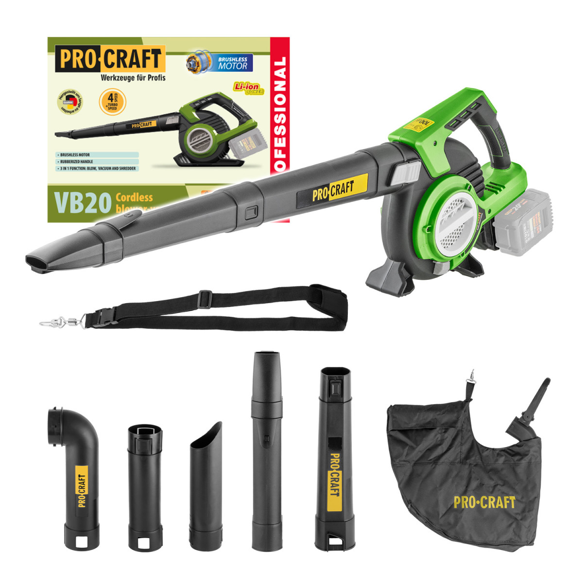 Procraft VB20 aku fukar/vysavač listí   (bez baterie a nabíječky)