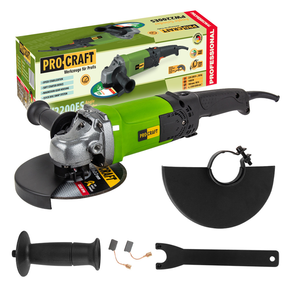 Procraft PW2200ES bruska úhlová   (PW1400ES), 180mm