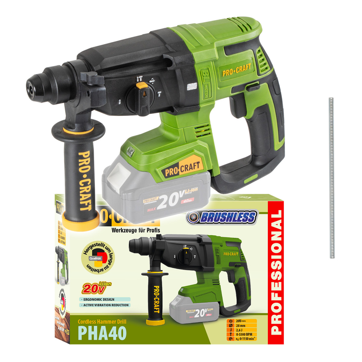 Procraft PHA40bb aku vrtací kladivo   (bez baterie a nabíječky)