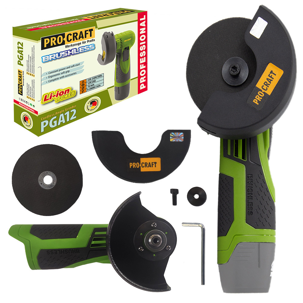 Procraft PGA12-1B aku mini úhlová bruska  PGA12 1B, 76mm
