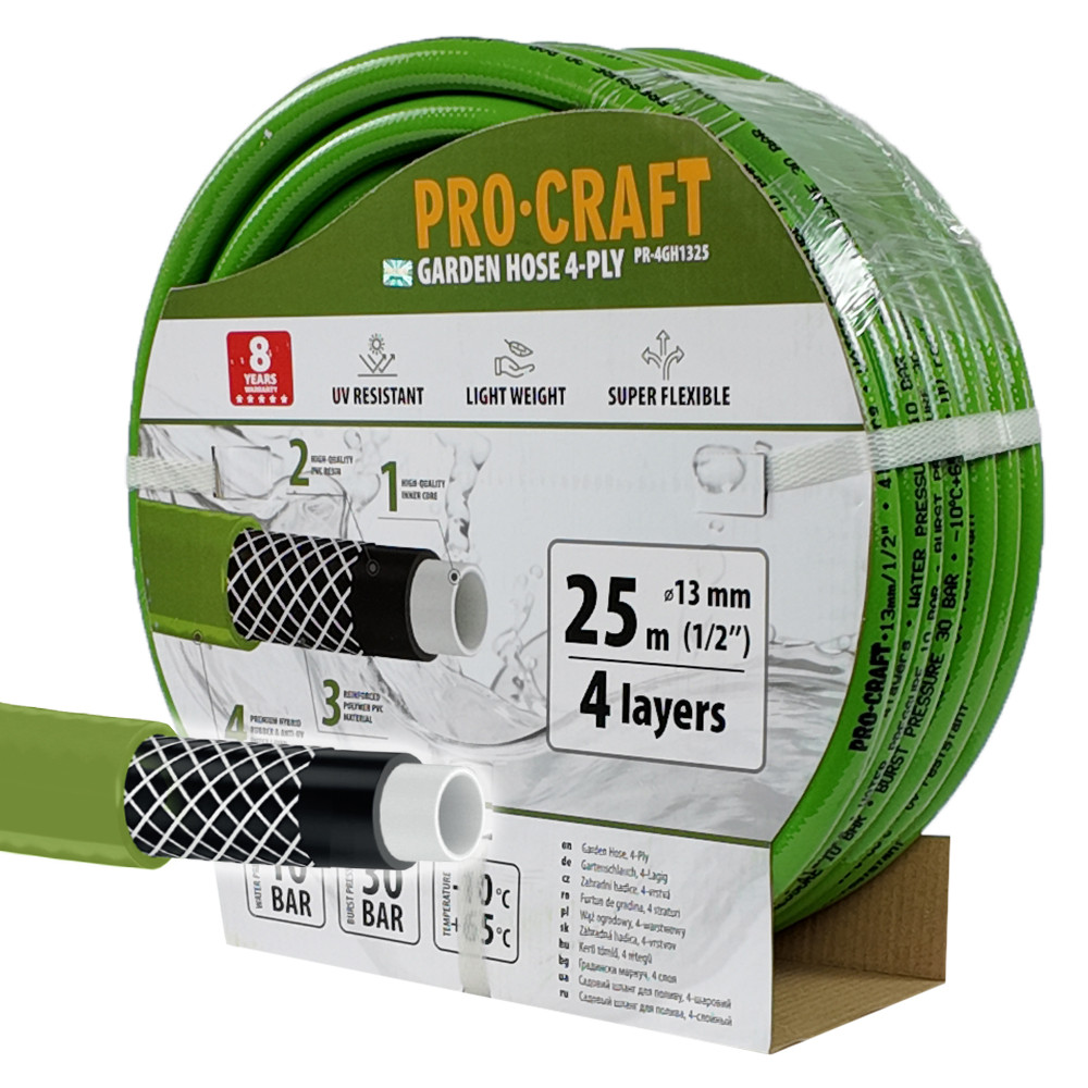 Procraft PR-4GH1325 zelená zahradní hadice   4 vrstvy, 1/2