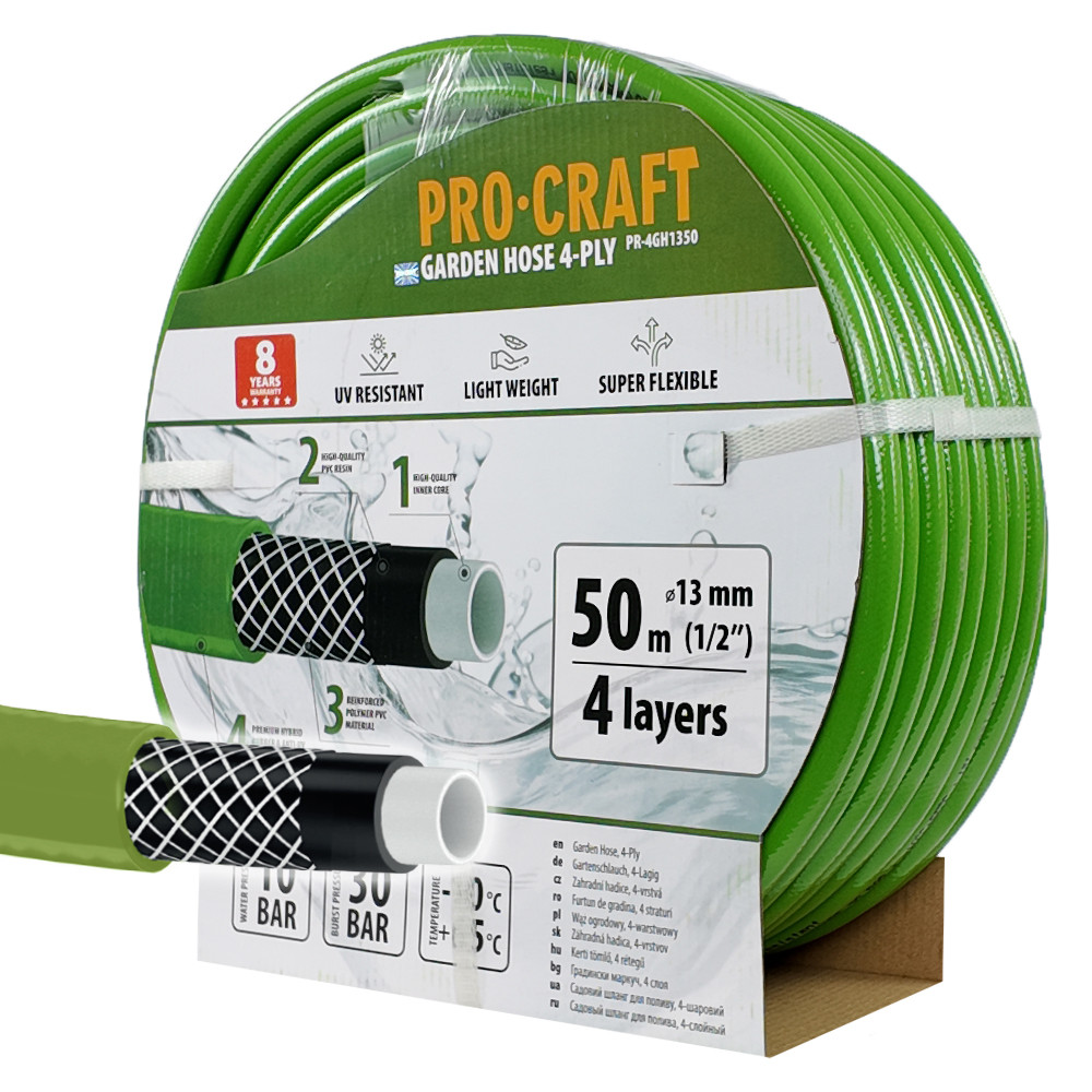 Procraft PR-4GH1350 zelená zahradní hadice   4 vrstvy, 1/2