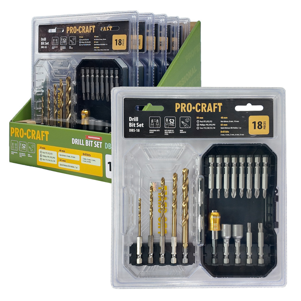 Procraft DBS-18 sada vrtáků a bitů  , S2