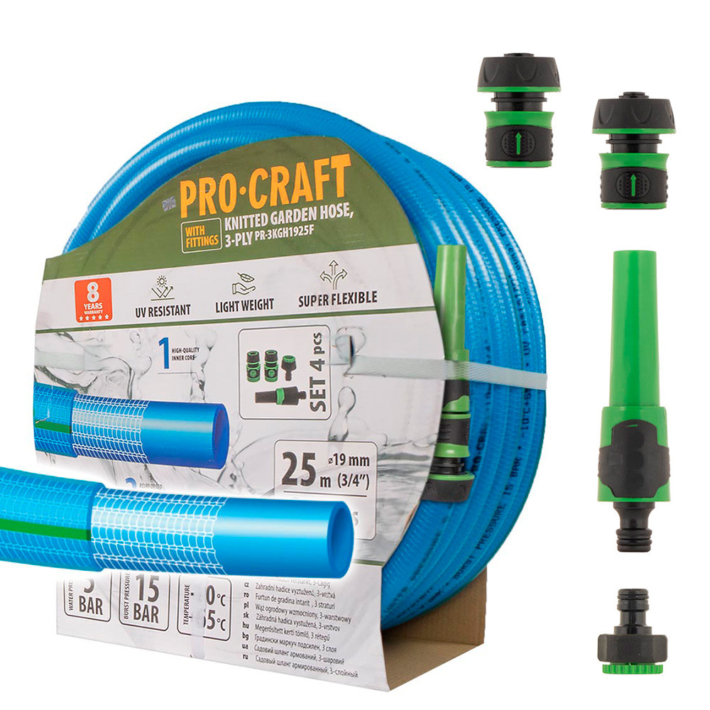 Procraft PR-3KGH1925F modrá zahradní hadice