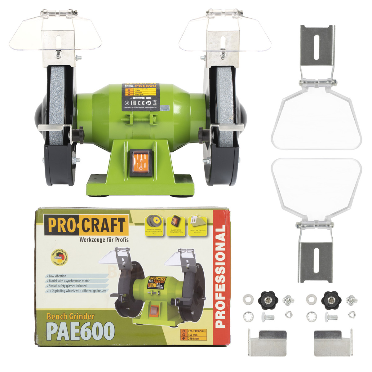 Procraft PAE600 bruska stolní dvoukotoučová  , 150W