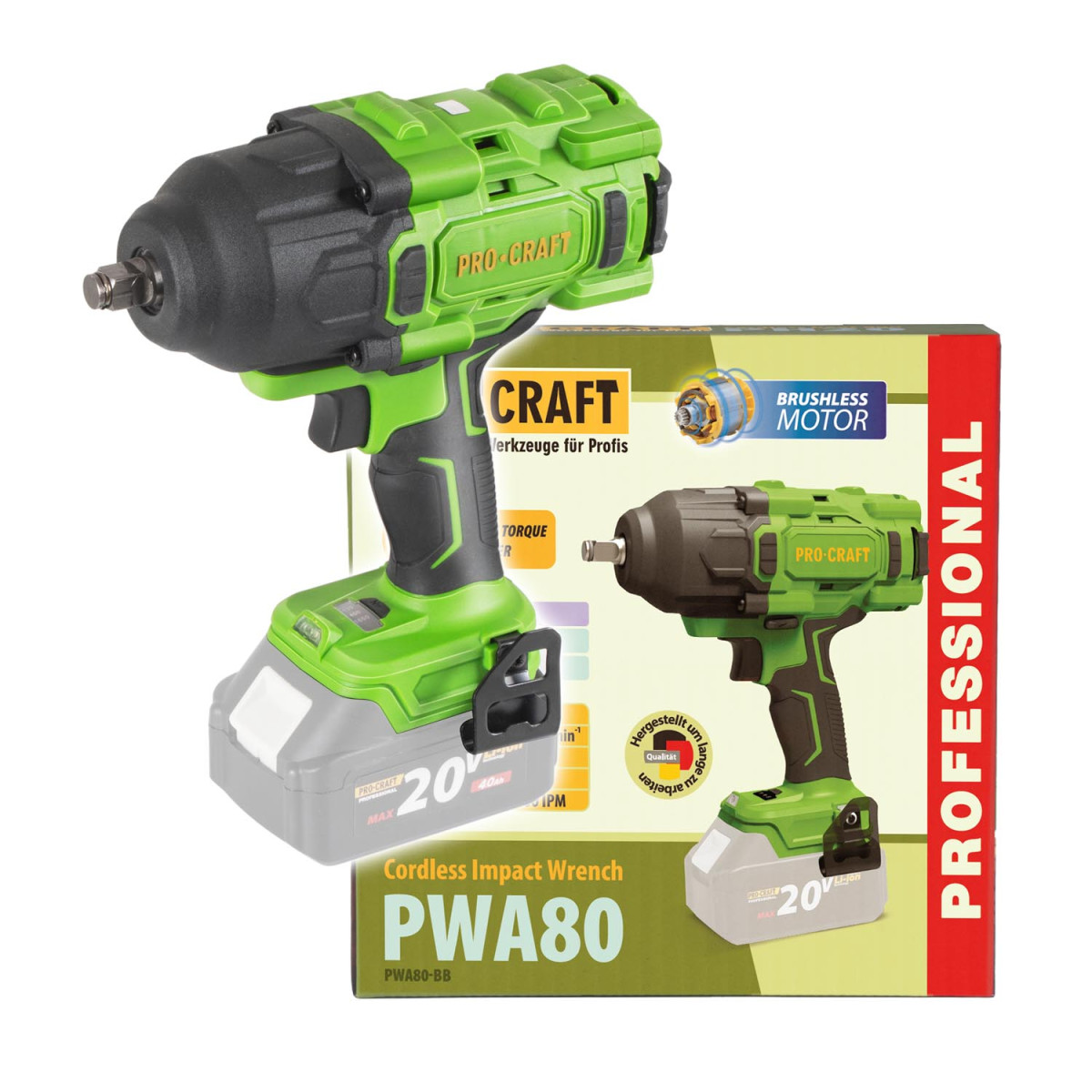 Procraft PWA80bb aku rázový utahovák  PWA80 (bez baterie a nabíječky)