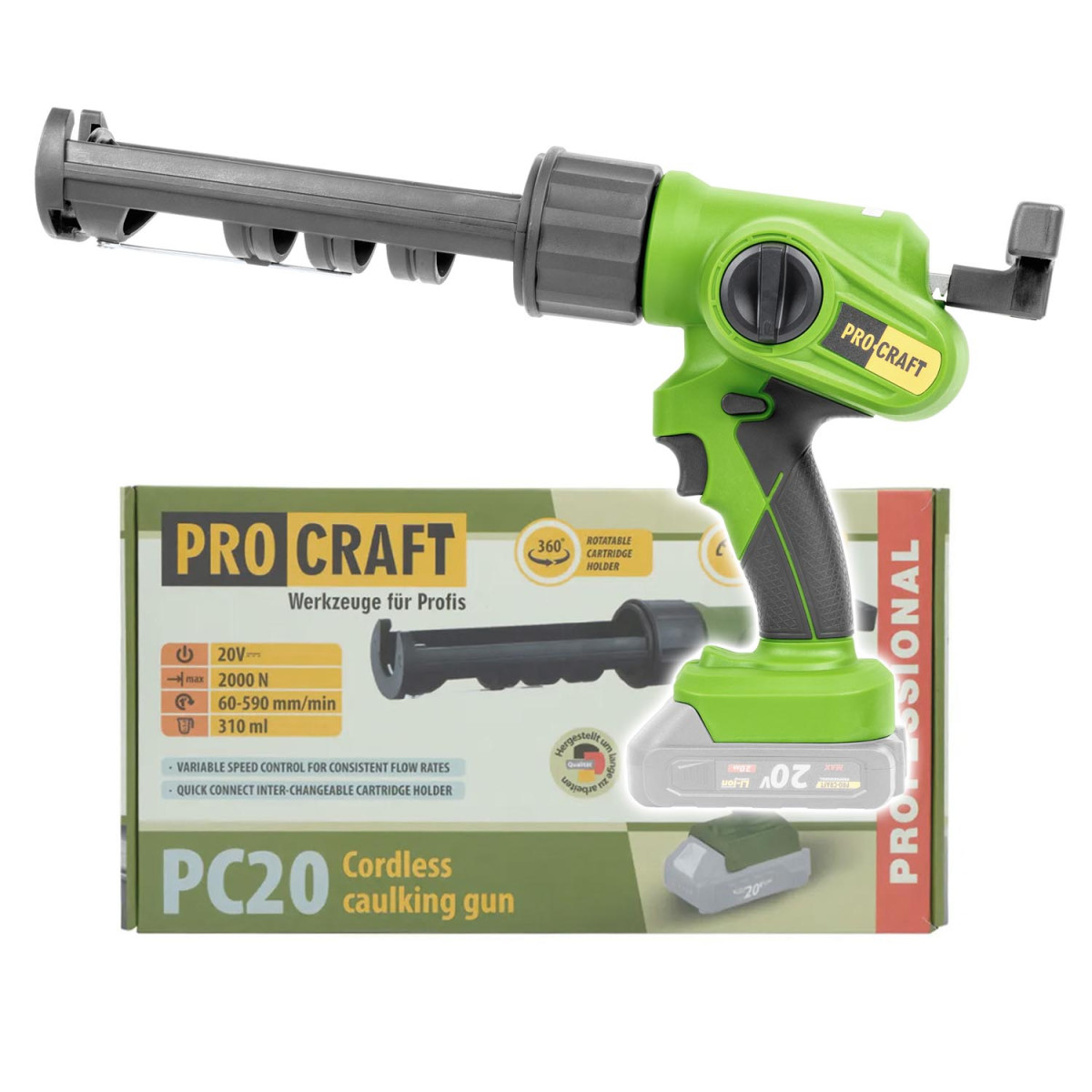 Procraft PC20bb aku vytlačovací pistole   (bez baterie a nabíječky)
