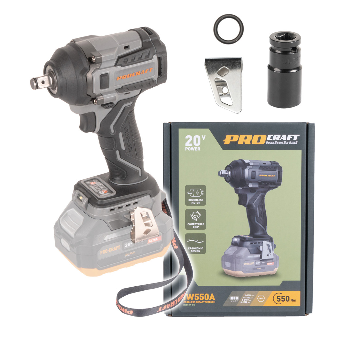 Procraft IW550Abb aku rázový utahovák  Industrial IW550A (bez baterie a nabíječky)