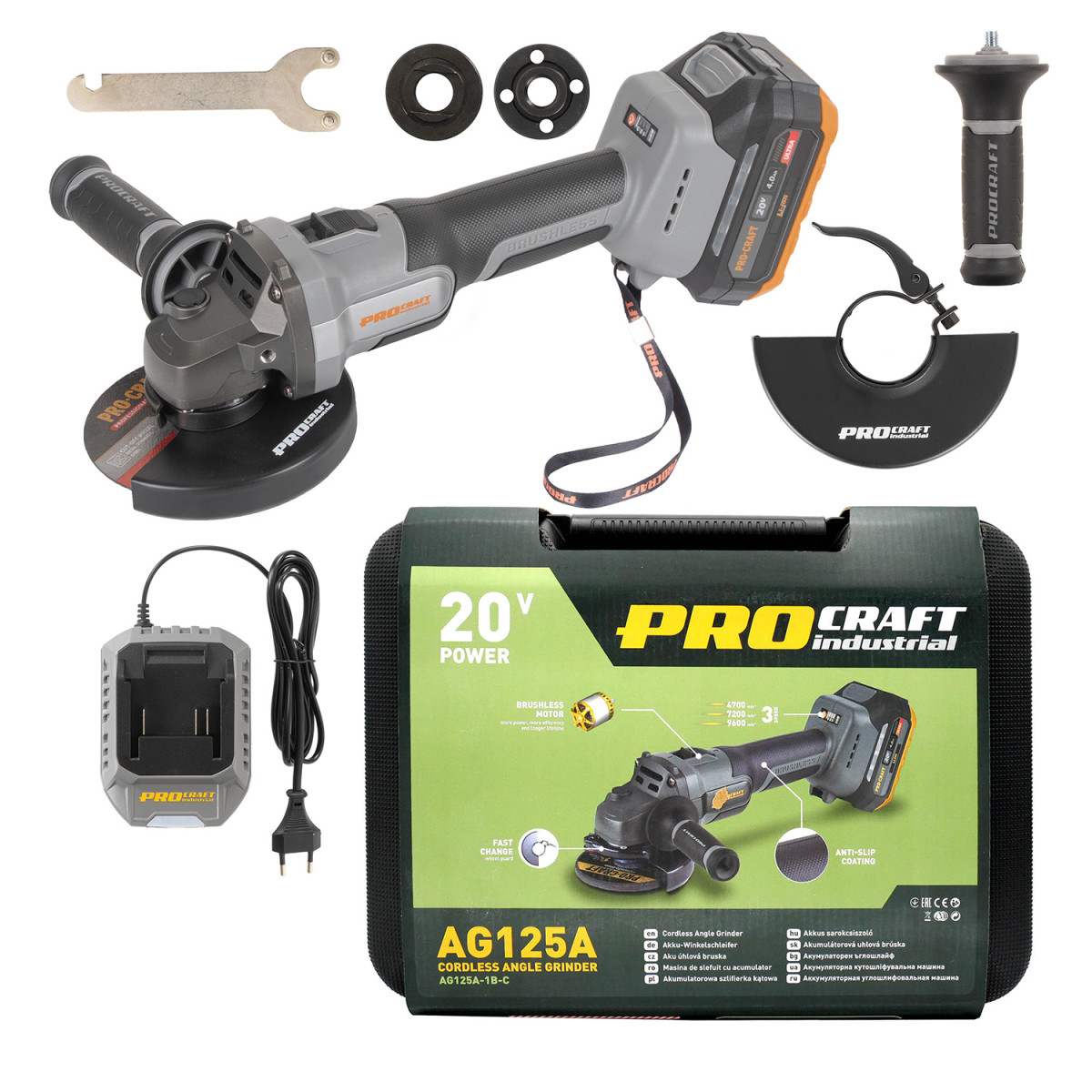 Procraft AG125A aku úhlová bruska  Industrial , 125mm