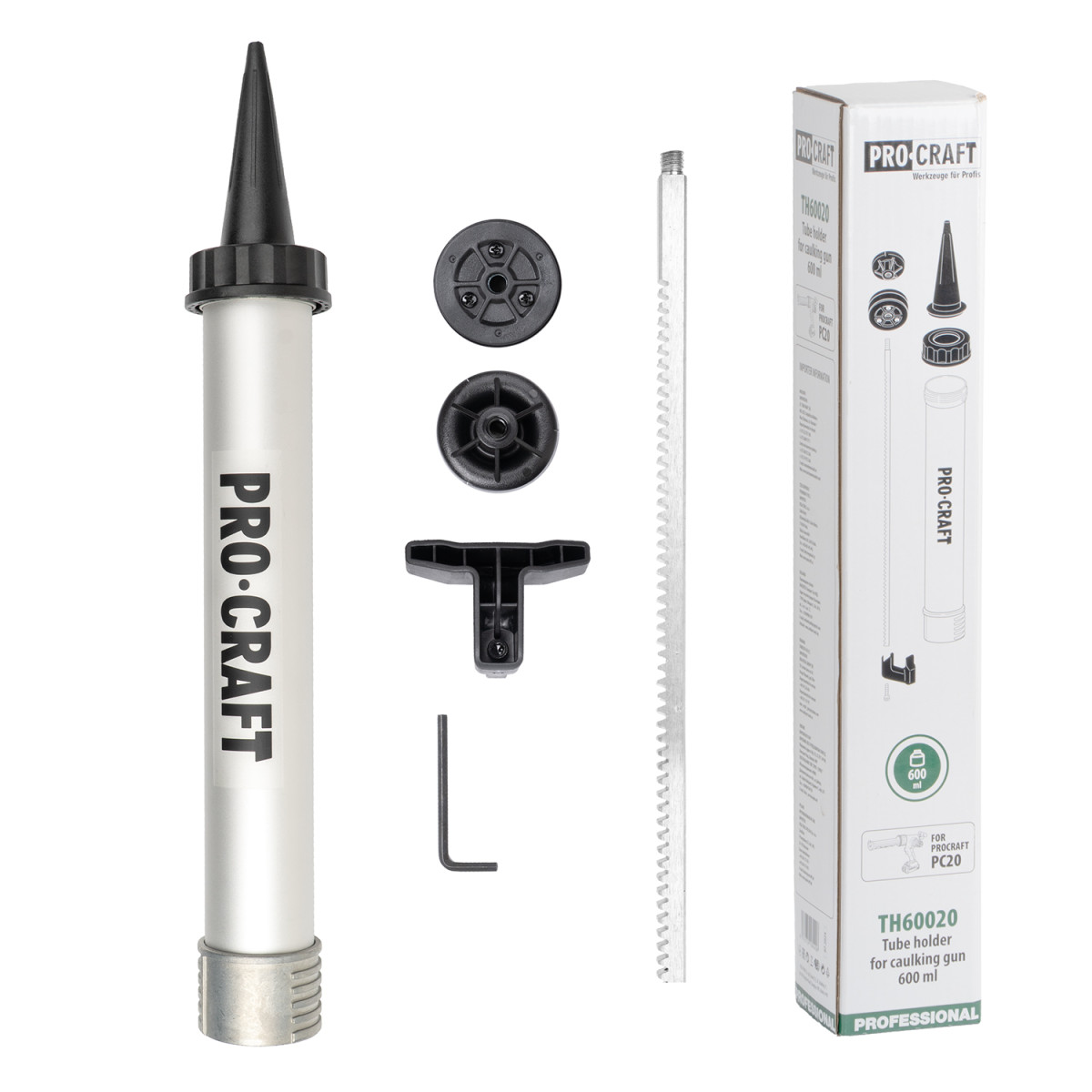 Procraft TH60020 aLU trubicový zásobník 600ml pro měkké tuby   pro aku pistole na tmel PC20bb