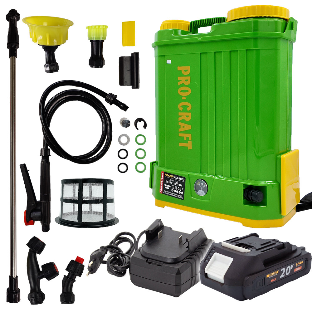 Procraft SAS20-12/20-2A/20-1 aKU postřikovač  AS20-12 sada s baterií 20V 2Ah a nabiječkou